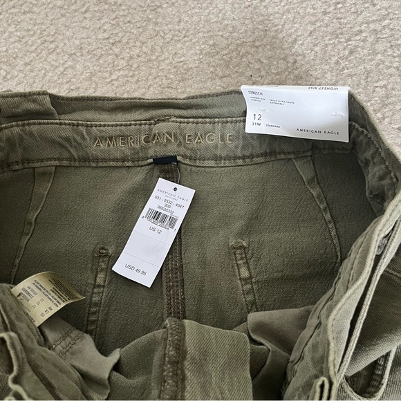🌴NWT American Eagle Women's Army Green Skirt with Belt Size 12 - Picture 6 of 8